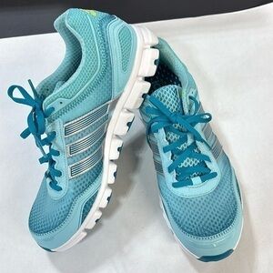 Adidas Women’s ClimaCool Turquoise and white yellow logo  Running Shoes size 9.5